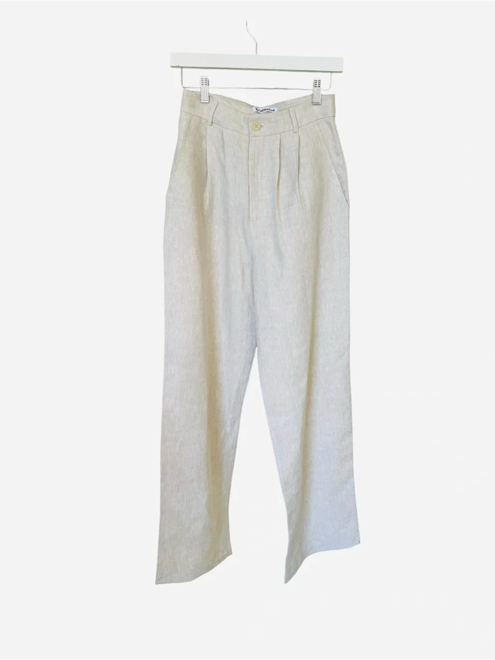 Reformation Vesta Pant High-Waist Wide Leg Linen trouser - oatmeal Sz 4